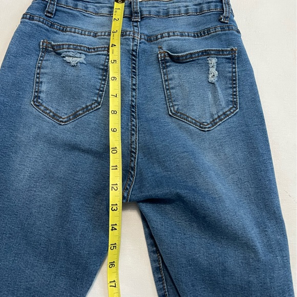 Shein High Waisted Distressed Stretchy Skinny Jeans Size XS Denim - Picture 10 of 13